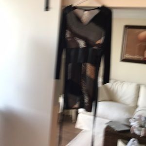 Black patch work wrap around dress